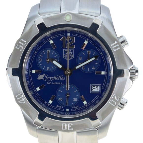 RARE Tag Heuer 39mm Seychelles Men's Blue Watch Limited #1586/3000 Ref: CN111D!